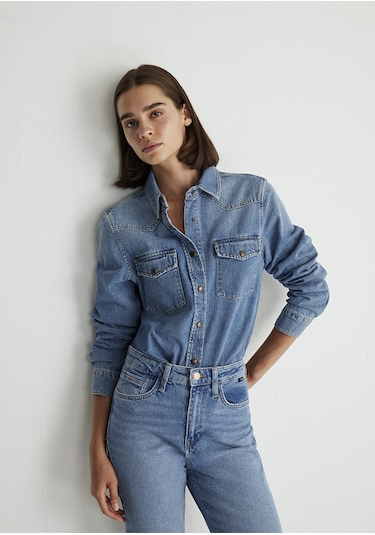 Mavi - Angela Classic Denim Mavi Jean Gömlek 1210819-87754 Mavi