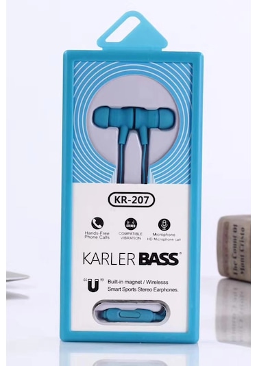 Ilkeshop Karler Bass Kr-207 Mıknatıslı Kablolu Kulaklık - Mavi