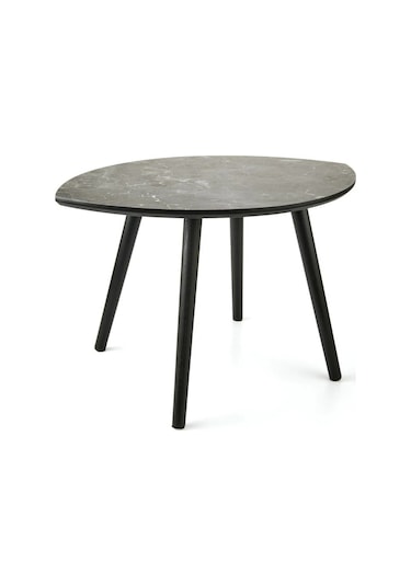 Mermer Desenli Oval Model Sehpa Siyah 70x47x42 Cm Atlantik Çam