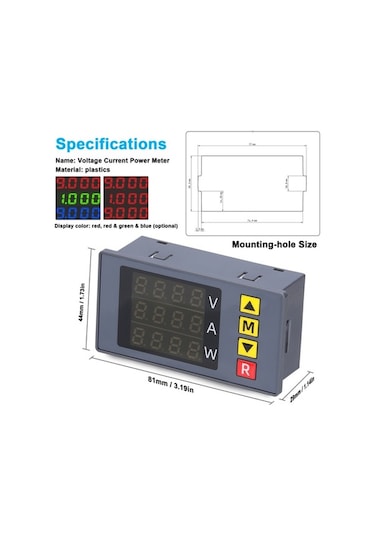 Trendooze Bm730 3 Fonksiyonlu Voltmetre - Akım, Güç Ölçer Ve Alarmlı Düşük/aşırı Voltaj