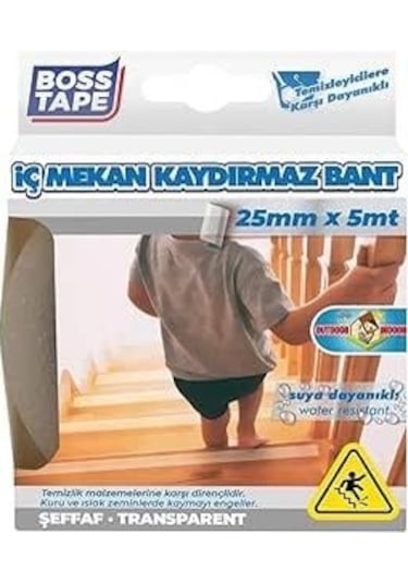 Boss Tape Kaydırmaz Bant Şeffaf 25x5mt