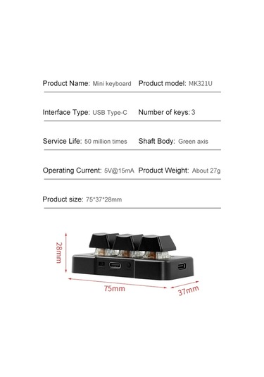 Sones MK321 3 Tuşlu Makro Programlama Tuş Takımı