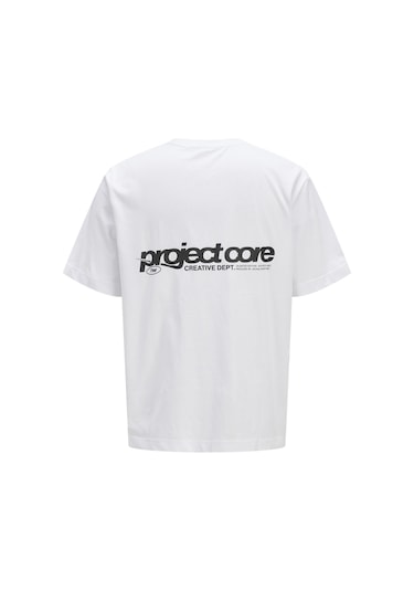 Jack & Jones Erkek Gögüs Ve Sirt Baskili Tişört - Union - 12273442 Bright White