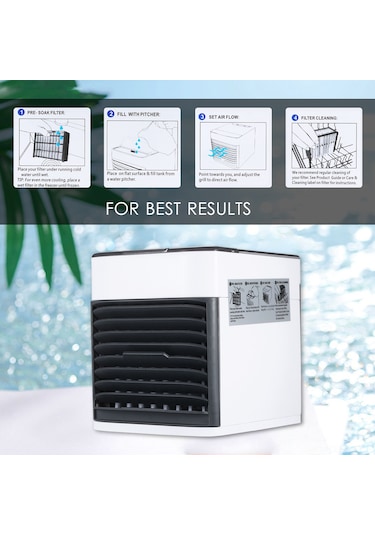 Vkemall Taşınabilir Usb Klima Fanı - 3 Hızlı, Sessiz, Nemlendirici Ve Arıtıcı, 7 Renkli Led Gece Lambası