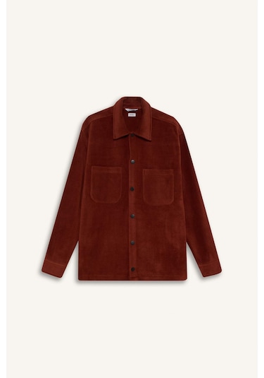 DeFacto Relax Fit Polar Uzun Kollu Gömlek A4782AX24WNBR330 Bordo