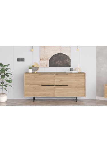 Robin Home Lidya Konsol 4 Kapaklı Metal Ayaklı 160cm Sepet