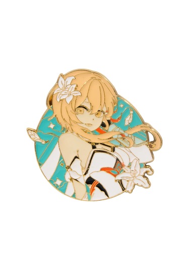 Oyun Genshin Etki Emaye Pim Anime Wendi Zhongli Keqing Tartaglia Hu Tao Brass Plated Brass Plated Çok Renkli