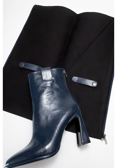 Aja Lacivert Kadın Kalın Topuklu Çizme Olabilen Bot Lacivert