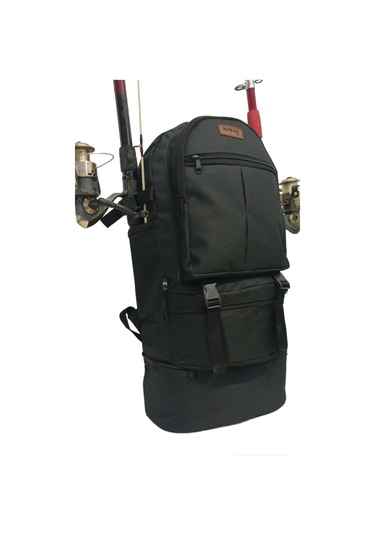 Termal Alt Bölmeli Siyah Kamp Ve Balıkçı Sırt Çantası 70 34 27cm Siyah