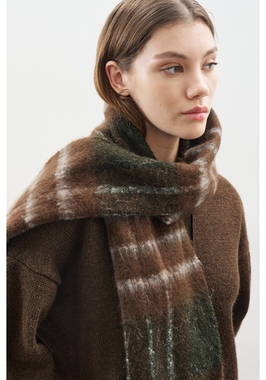 Ekose Desenli Atkı Gri Gri