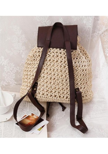 Kahverengi Yogodlns Yeni Kadın Sırt Çantası Tığ Işi Kağıt Halat Örgülü Ipli Kadın Hasır Sırt Çantası Yaz Seyahat Gezisi Bayanlar Dokuma Sırt Çantası Kahverengi