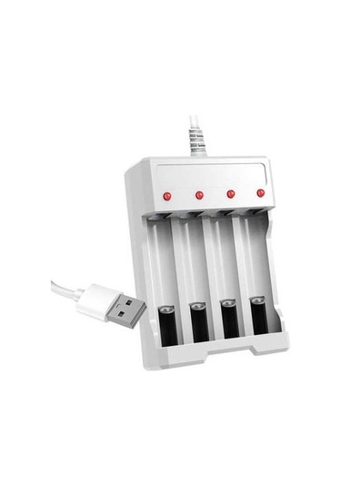 Ulzyvf Hızlı Şarjlı 4 Yuvalı Aa Aaa Pil Şarj Cihazı - Usb Bağlantılı Beyaz Beyaz