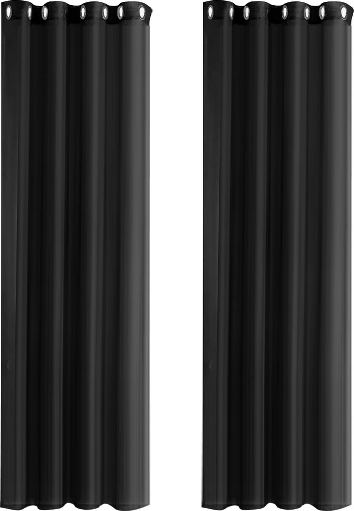 Youmex Siyah 2 Adet Perde - 132x241 Cm, Poliester, Su Geçirmez & Uv Koruyucu, İç/ Dış Mekan Kullanıma Uygun, Delikli Montaj Siyah