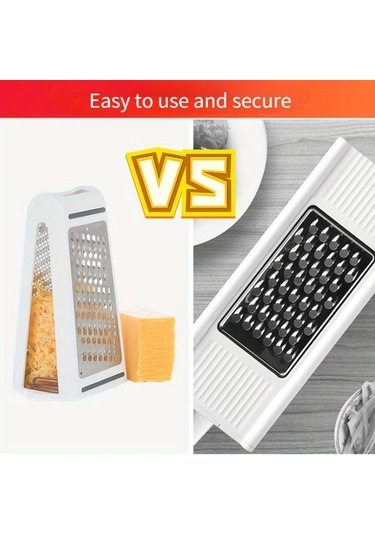 Fochsia Beyaz 1 Adet Paslanmaz Çelik Çift Taraflı Rende - Peynir Sebze Meyve Rendesi Beyaz