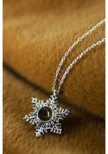 100 Dilde Seni Seviyorum Kar Tanesi Gümüş Kolye Wsn230K