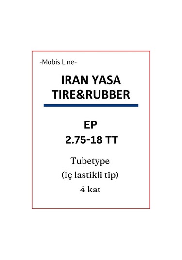 Yasa Ep Motosiklet Dış Lastiği 2.75-18 Tt İç Lastikle Kullanıma Uygundur 6pr Arka Yol