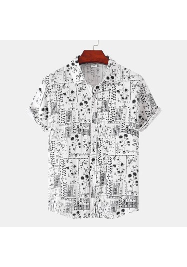 Snapbuy Erkek Yaz Çiçek Kısa Kollu Hawaii Gömlek Slim Fit Plaj Bluzgreen Green