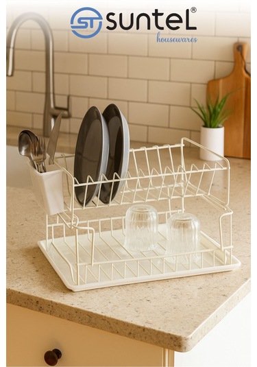 Suntel Suntel Katlanabilir 2 Katlı Tabaklık Bej