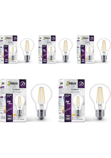 7w E27 Filament Led Ampul - Dim Edilebilir Df60 5 Adet