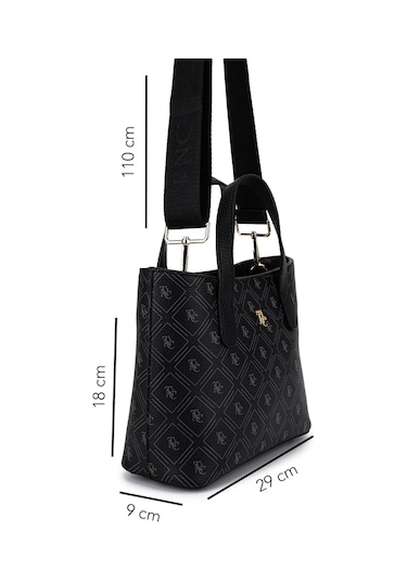 Tamer Tanca Kadın Suni Deri Siyah Desen El Çantası 743 2342 Erk Cnt Sk25-26 Sıyah Gfrj Siyah