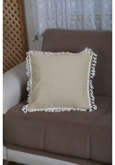 Dnc Home Tekstil Ndchome Sarı Ponponlu Kırlent Kırlent Kılıfı43 X 43