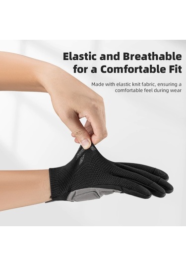 Rockbros S338 Erkek Bisiklet Eldiveni Yol Bisikleti Dokunmatik Ekran Tam Parmak Örme Eldivenler - M