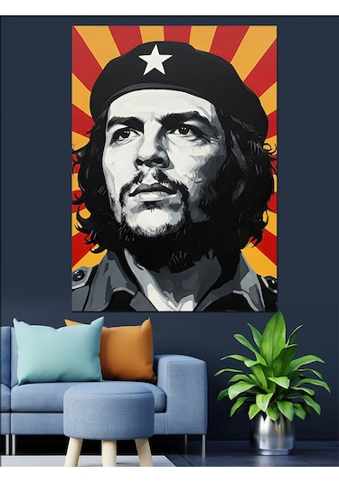 Che Guevara Popart Portre Dekoratif Kanvas - Mdf Ahşap Tablo