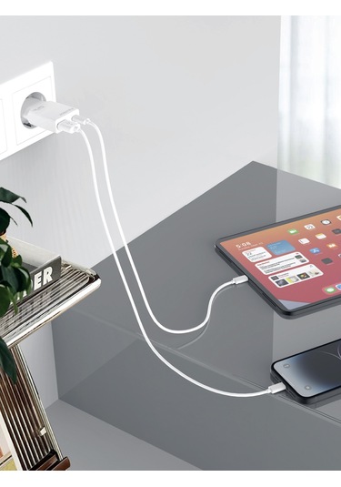 Fulltech Fc71 30w Gan Süper İnce Hızlı Şarj Adaptörü 1x Usb-a + 1x Usb-c Pd 30w & Qc 3.0 Destekl