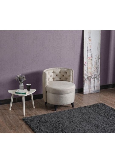 Melina Kapitoneli Silinebilir Kumaş Konforlu Modern Tasarım Renk Seçenekli Sırtlı/sırtsız Puf / Tekli Sandalye A1