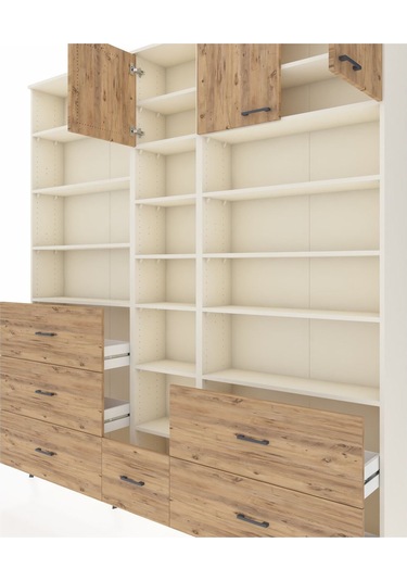 Arges Dolap 17 Raflı 6 Çekmeceli 3 Kapaklı 220x30x243 Aytaşı-çam/çam Atlas Çam/atlas Çam