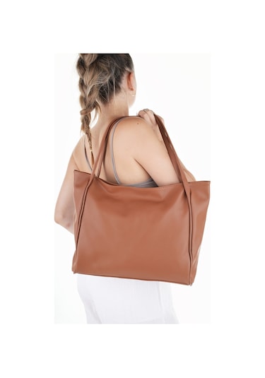 Muggo Lea Kadın Shopper El Ve Omuz Çantası Taba