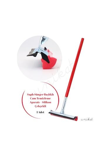 Teleskopik Saplı Cam Yıkama Temizleme Fırçası Sünger İle Silikon Çekçek 1 Adet