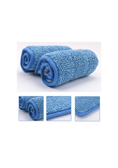 Skycity Mikrofiber Zemin Temizlik Mop Başlığı Değişimi - Mavi, 4 Adet, Bağcıklı Kısa Mop Bezi 30x15cm