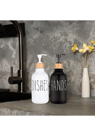 Çiftlik Evi Mutfak Tezgahı Banyo Organizasyonu İçin Pompa Sabun Şişesi İle El Sabunu Ve Bulaşık Sabunu Dispenseri 500ml Style 3 Diğer