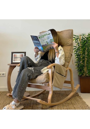 Reyo Santorini Sallanan Sandalye Dinlenme ve TV Koltuğu Bej