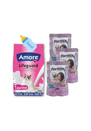 Amore Lifeguard Yavru Kedi Süt Tozu 240 G + Biberon + Punch 3'lü