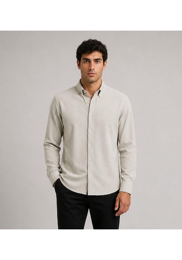 Classics Men Plus Barkod Uzun Kol Slim Fit Erkek Gömlek - 7578 Gri