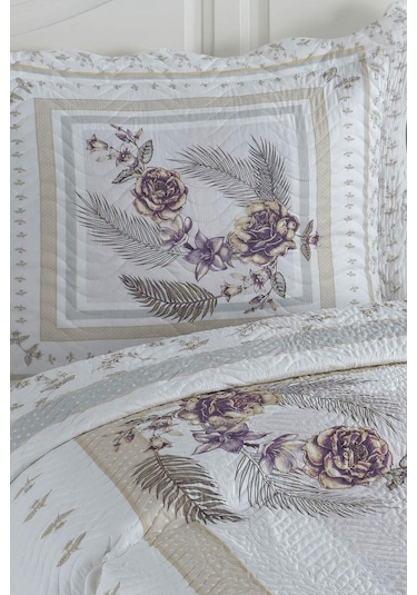 Örtüm Asya Lila Çift Kişilik Kapitone Yatak Örtüsü Lila