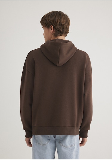 Mavi - Mavi Logo Baskılı Kapüşonlu Kahverengi Sweatshirt 067149-88067 Kahverengi