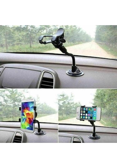 Jms Darbeye Dayanıklı Güçlü Emiş İçin Pratik Hafif Hortum Navigasyon Araç Cep Telefonu Tutucu Siyah