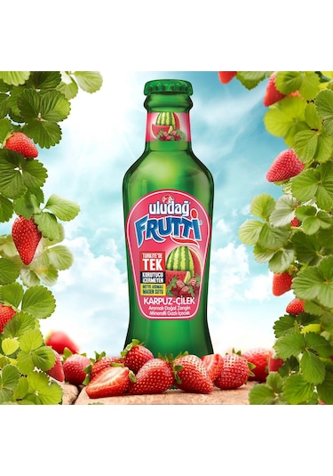 Uludağ Frutti Karpuz Çilek Aromalı Maden Suyu 200 Ml X 24 Adet