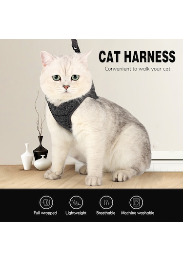 Geekyou Kedi Tasma Taşıma Kemerleri, Hafif Nefesli, Esnek Konforlu, Ayarlanabilir, Gri, Büyüklük L Yb001b012