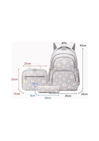 Ww Üç Parçalı Papatya Desenli Okul Çantası - Yeşil