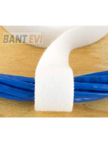 Kablo Toplama Cırtı Beyaz 1metre Cırt Cırt Bant Kablo Düzenleyici