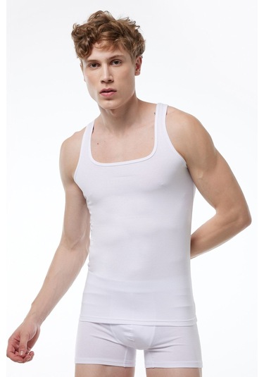 Malabadi Erkek Beyaz Kare Yaka Modal Atlet 026 Beyaz