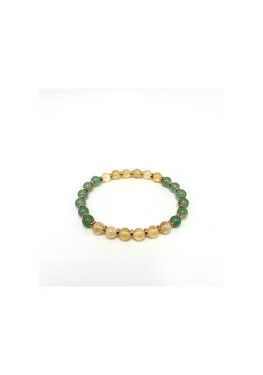 Sertifikalı Şans Bilekliği Doğal Taş 6mm Misinalı Aventurin Sitrin Çok Renkli