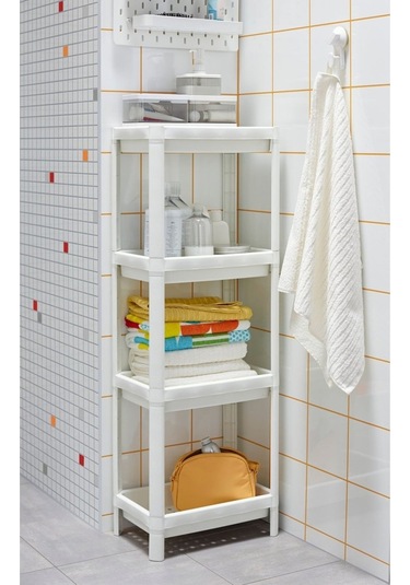 Bayev Beyaz 3 Kat Organize Toparlayıcı Raf Ünitesi Beyaz