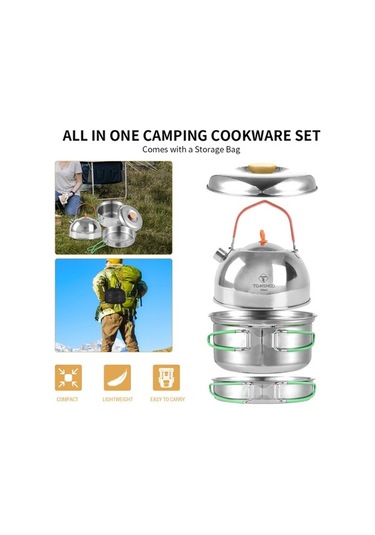 Createtech Uyumlu Tüm Tencereler İçin Skycıty Taşınabilir Set Paslanmaz Çelik Ocak Kampçılar İçin Hafif Gümüş 12 & Kh Gümüş