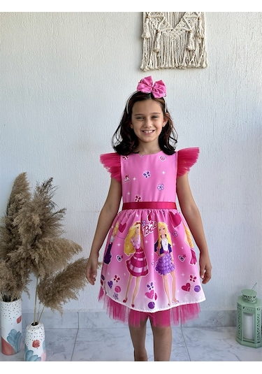 Barbie Kız Çocuk Elbisesi - Pembe