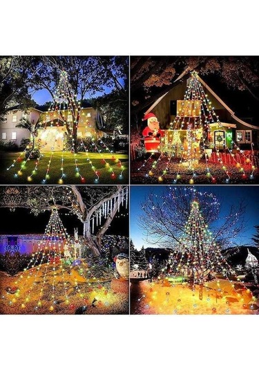 Novahub Yeşil Usb 5 Köşeli Yıldız Lamba Dize 2m/3m Şelale Lamba Avlu Açık Kamp Bahçe Asılı Ağaç Lambası Noel Led Lamba Uzaktan Kumanda Yeşil